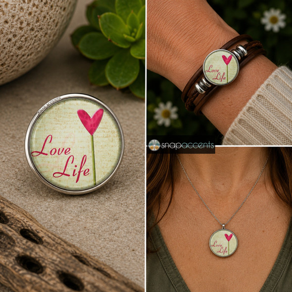 Love Life Heart Snap, alternate product view by SnapAccents