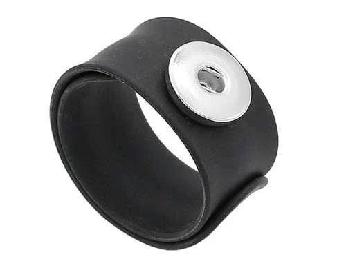 Custom Snap Jewelry Kids Slap And Snap Bracelet - Black Ginger Charm Magnolia Vine Button by SnapAccents