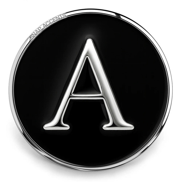 Custom Snap Jewelry Black Enamel Monogram Letter Snap - A Ginger Charm Magnolia Vine Button by SnapAccents