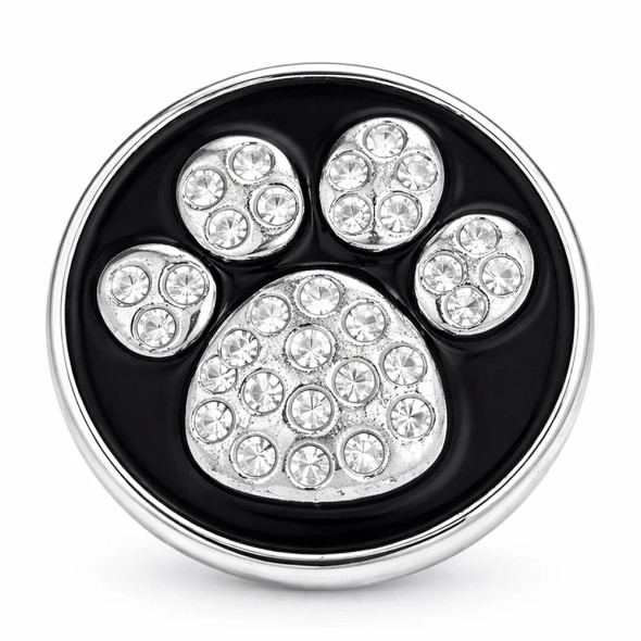 Custom Snap Jewelry Dog / Cat Paw Rhinestone Snap - Black Ginger Charm Magnolia Vine Button by SnapAccents