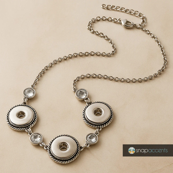 Custom Snap Jewelry 3 Snap Simple Faceted Snap Necklace Ginger Charm Magnolia Vine Button by SnapAccents