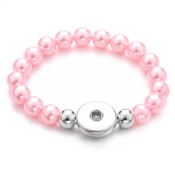 Custom Snap Jewelry Bead 1 Snap Bracelet - Pink Ginger Charm Magnolia Vine Button by SnapAccents