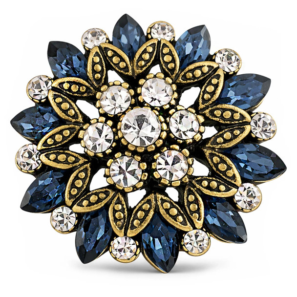 Marquise Rhinestone Flower Snap - Blue
