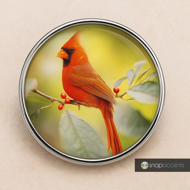 Custom Snap Jewelry Cardinal Bird Snap Ginger Charm Magnolia Vine Button by SnapAccents