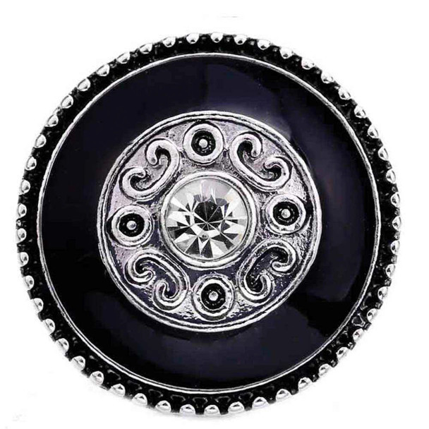 Snap Set - Silver Metal Bracelet, 1 Black Snap (#02)