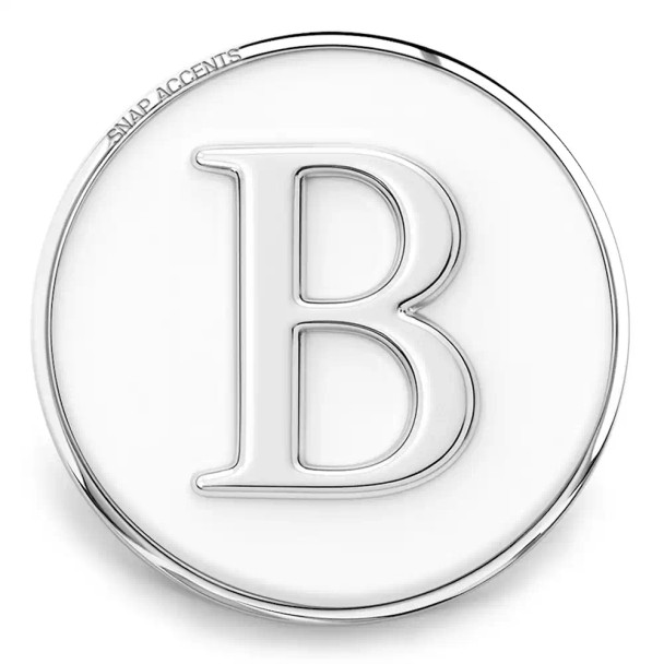 Custom Snap Jewelry White Letter Initial Snap (B) Ginger Charm Magnolia Vine Button by SnapAccents