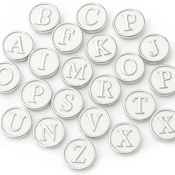 Custom Snap Jewelry White Letter Initial Snap Ginger Charm Magnolia Vine Button by SnapAccents
