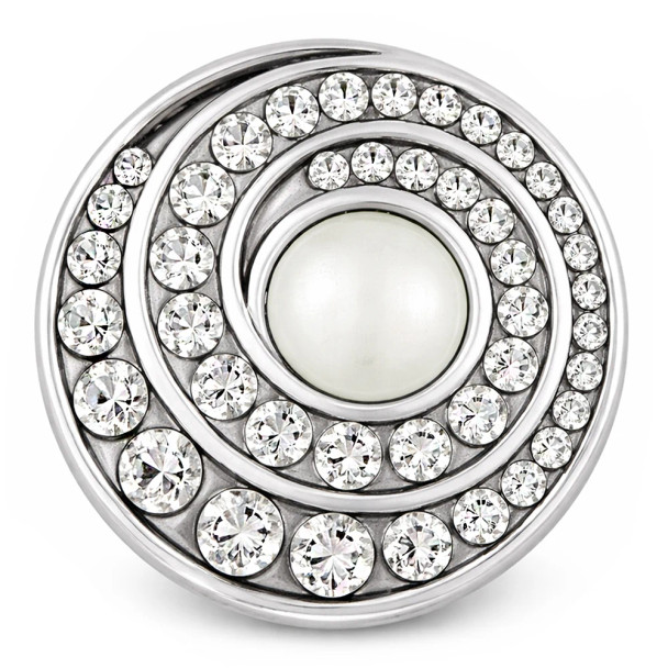 Custom Snap Jewelry Twirl Pearl Rhinestone Snap - Silver Ginger Charm Magnolia Vine Button by SnapAccents