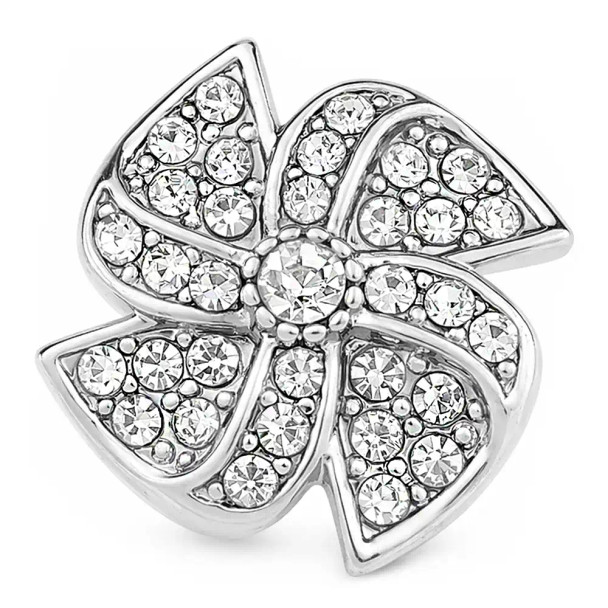 Custom Snap Jewelry Windmill Rhinestone Snap - Silver Ginger Charm Magnolia Vine Button by SnapAccents