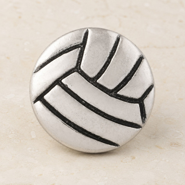 18mm silver snap jewelry charm with black engraved lines resembling a volleyball pattern