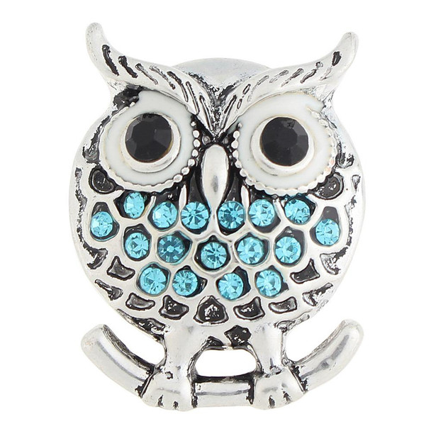 Owl Snap - Blue Rhinestone