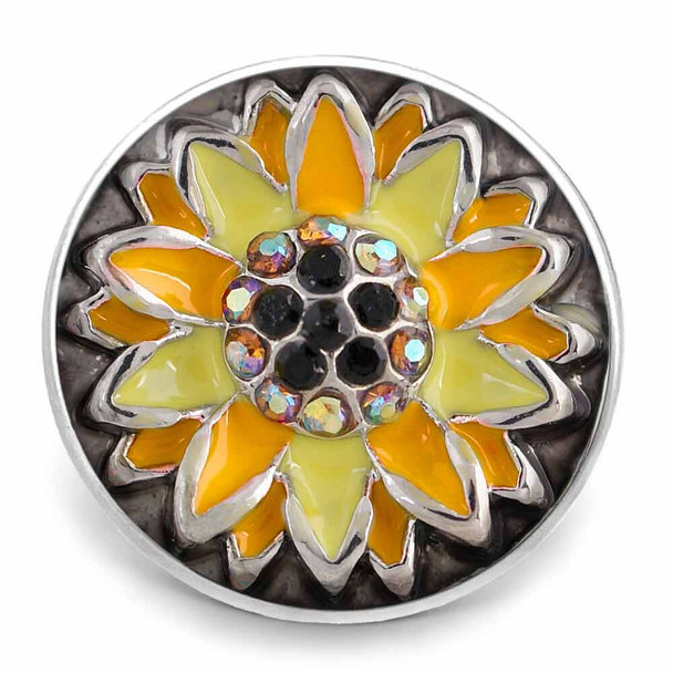 Custom Snap Jewelry Sunflower Snap - Rhinestone Vintage - Orange Yellow Ginger Charm Magnolia Vine Button by SnapAccents