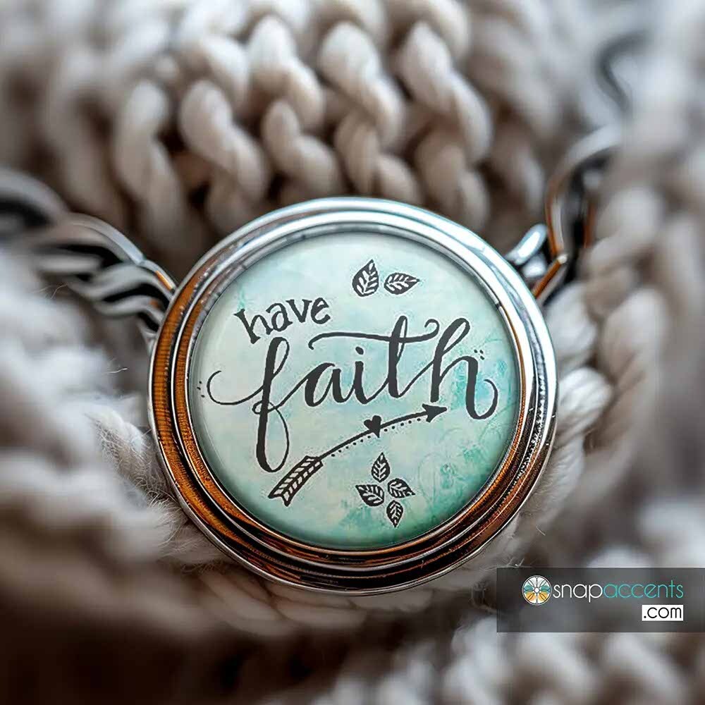 Custom Snap Jewelry Have Faith Snap Ginger Charm Magnolia Vine Button by SnapAccents