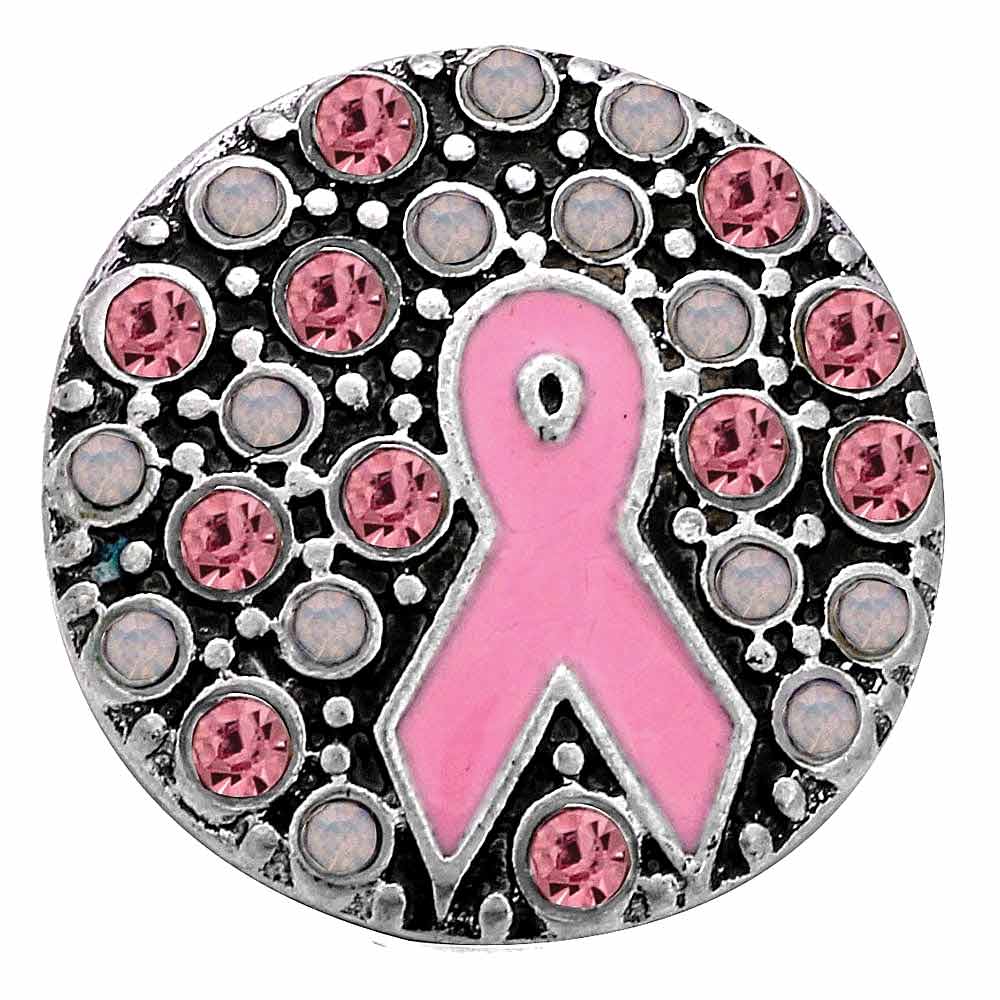 Rhinestone Covered Ribbon Snap - Pink