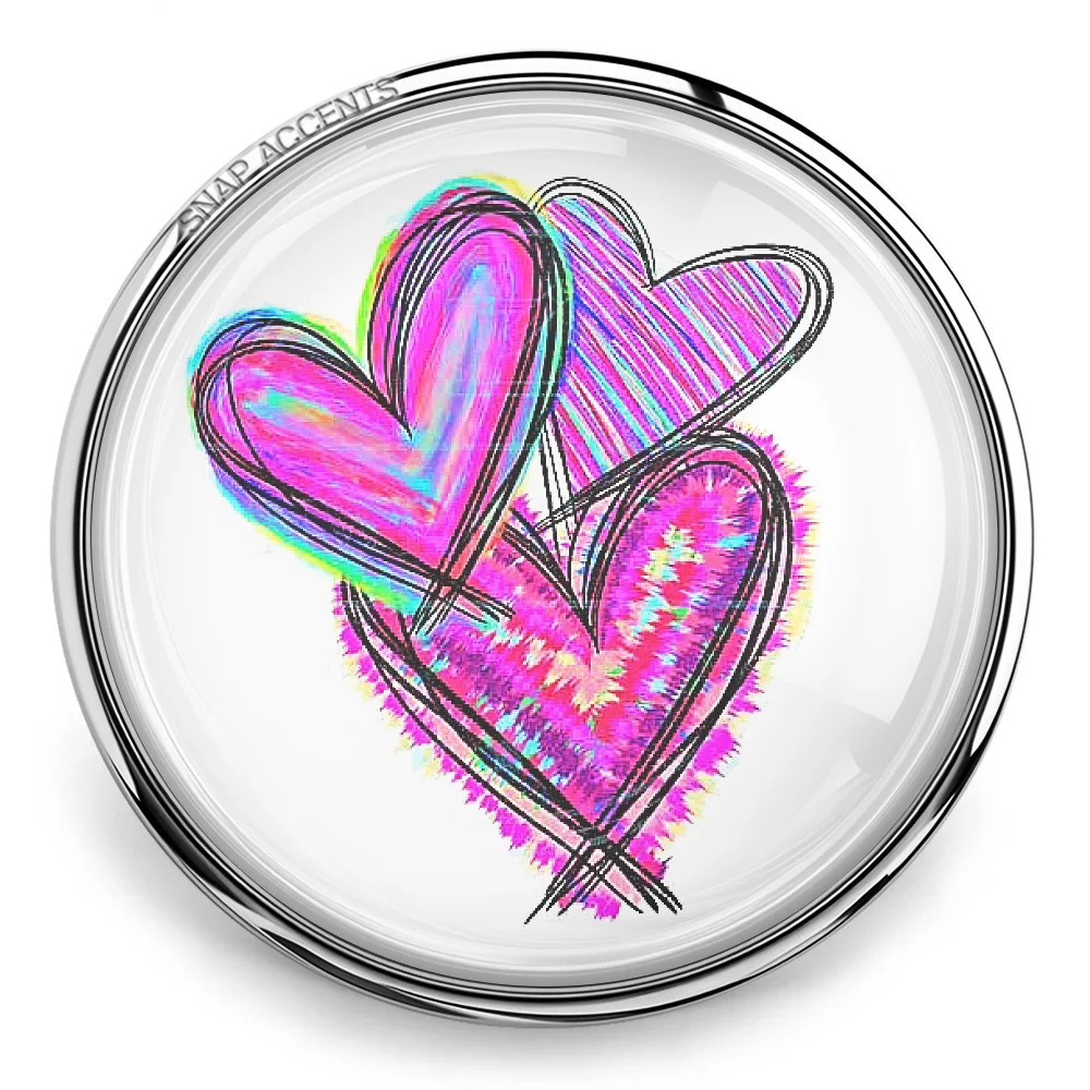 3 Heart Sketch Snap - Pink / Purple