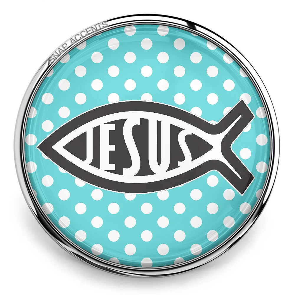 Jesus Fish Snap - Blue