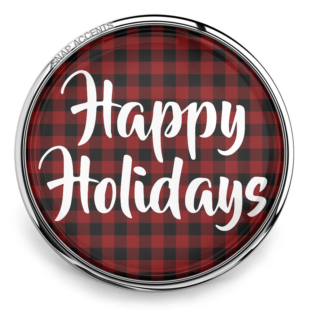 Happy Holidays Plaid Snap - Red