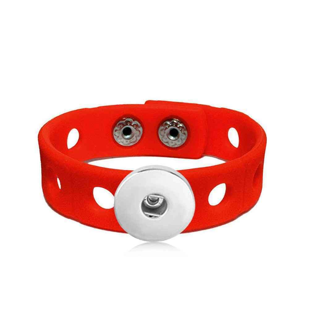 Silicone Adjustable 1 Snap Bracelet - Red