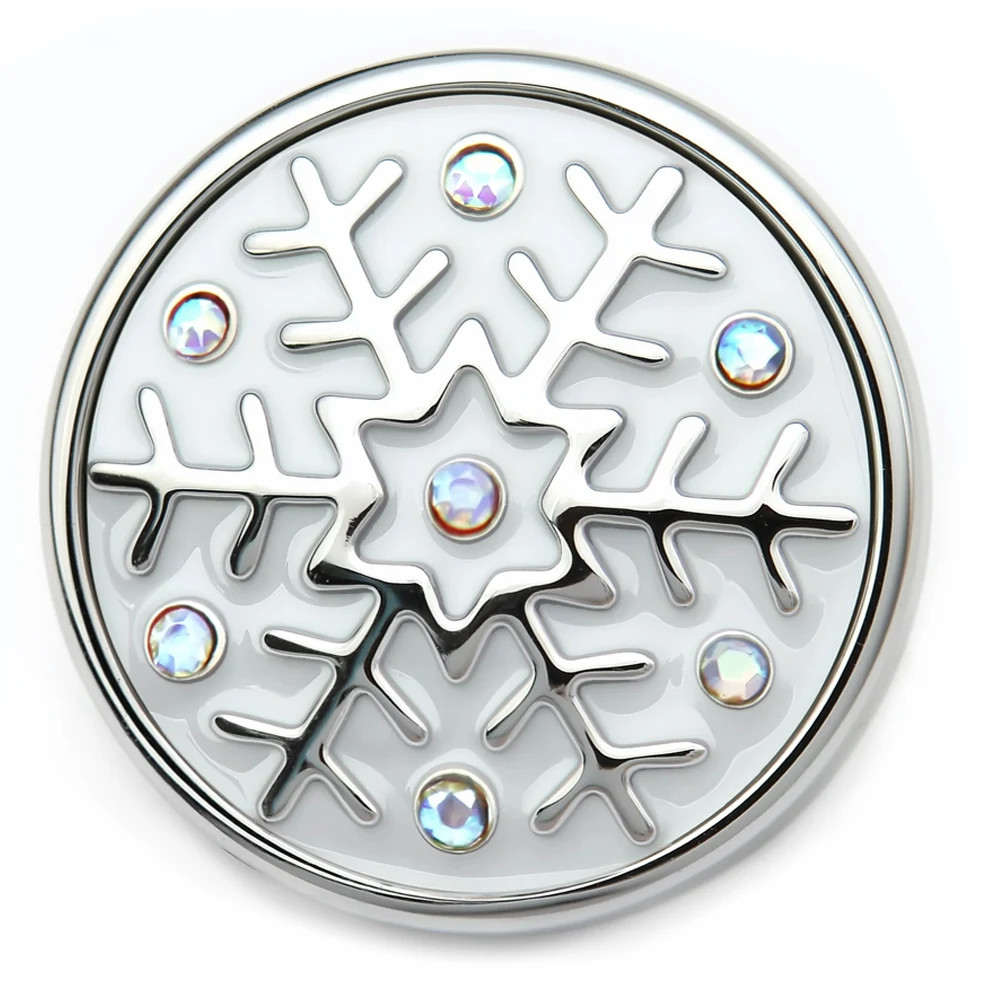 Snowflake Snap - Round White AB Crystal