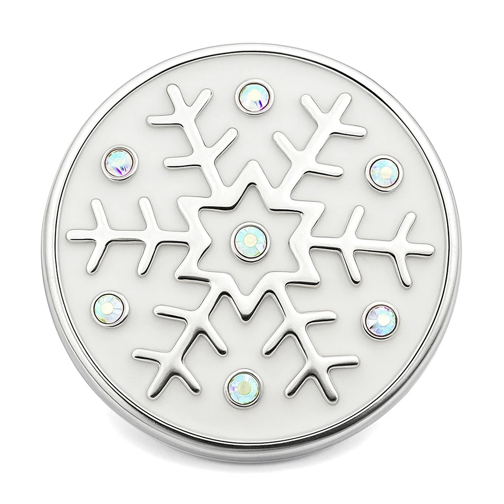 Snowflake Snap - Round White AB Crystal