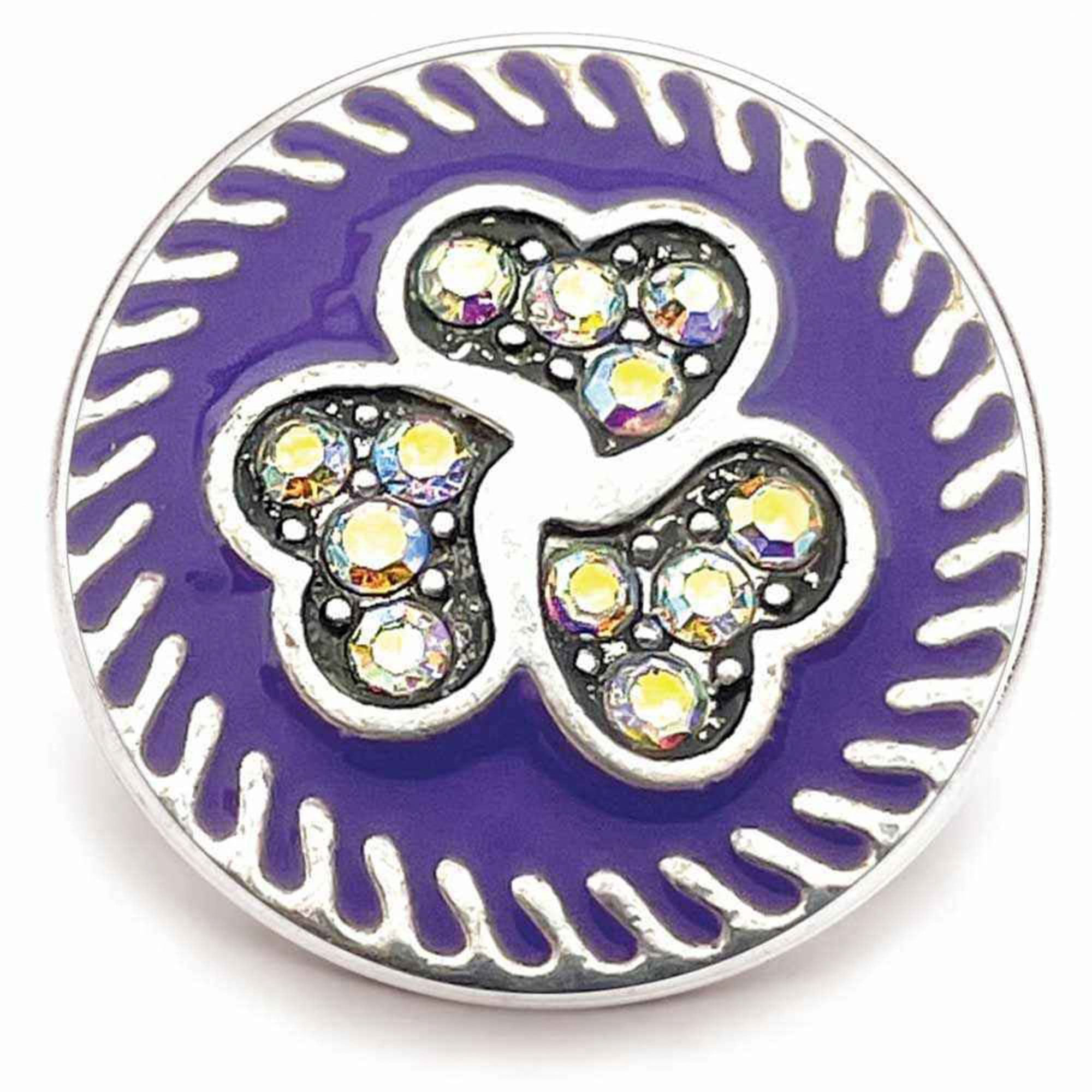 3 Heart Rhinestone Swirl Snap - Purple