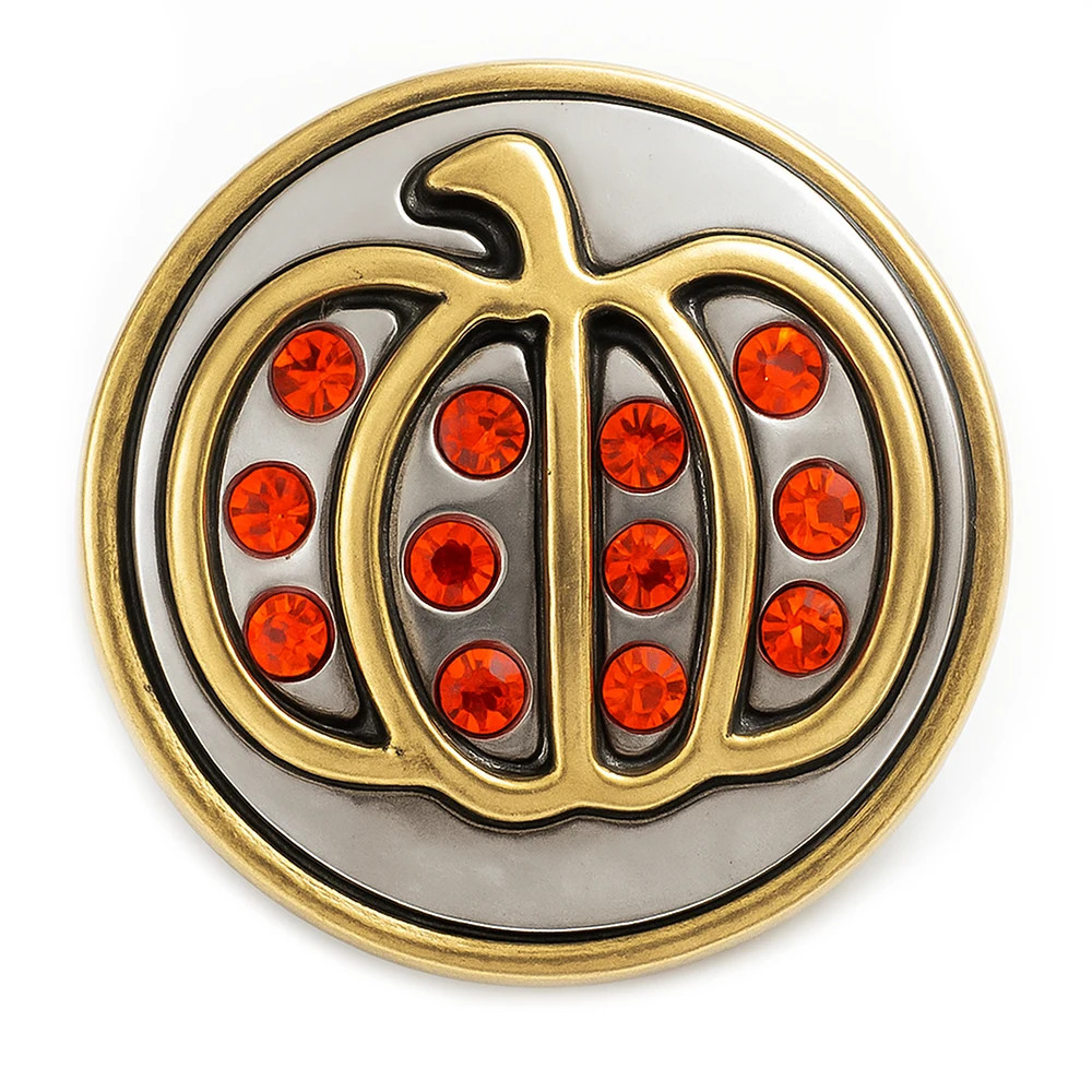 Brass Rhinestone Pumpkin Snap | Snap Jewelry Ginger Charms