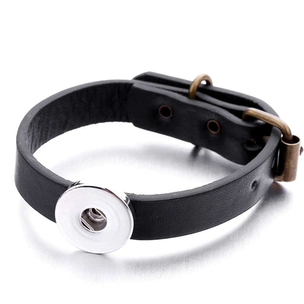 Simple Leather Buckle Bracelet - Black