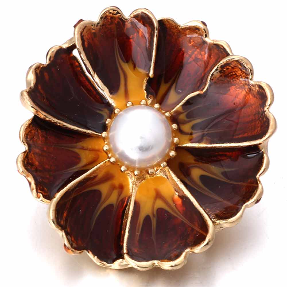 Big Pearl Flower Snap - Brown