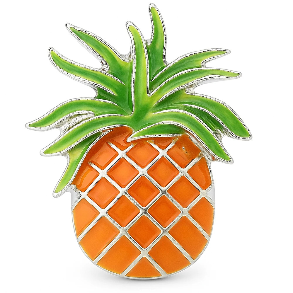 Pineapple Snap - Orange, Green Enamel