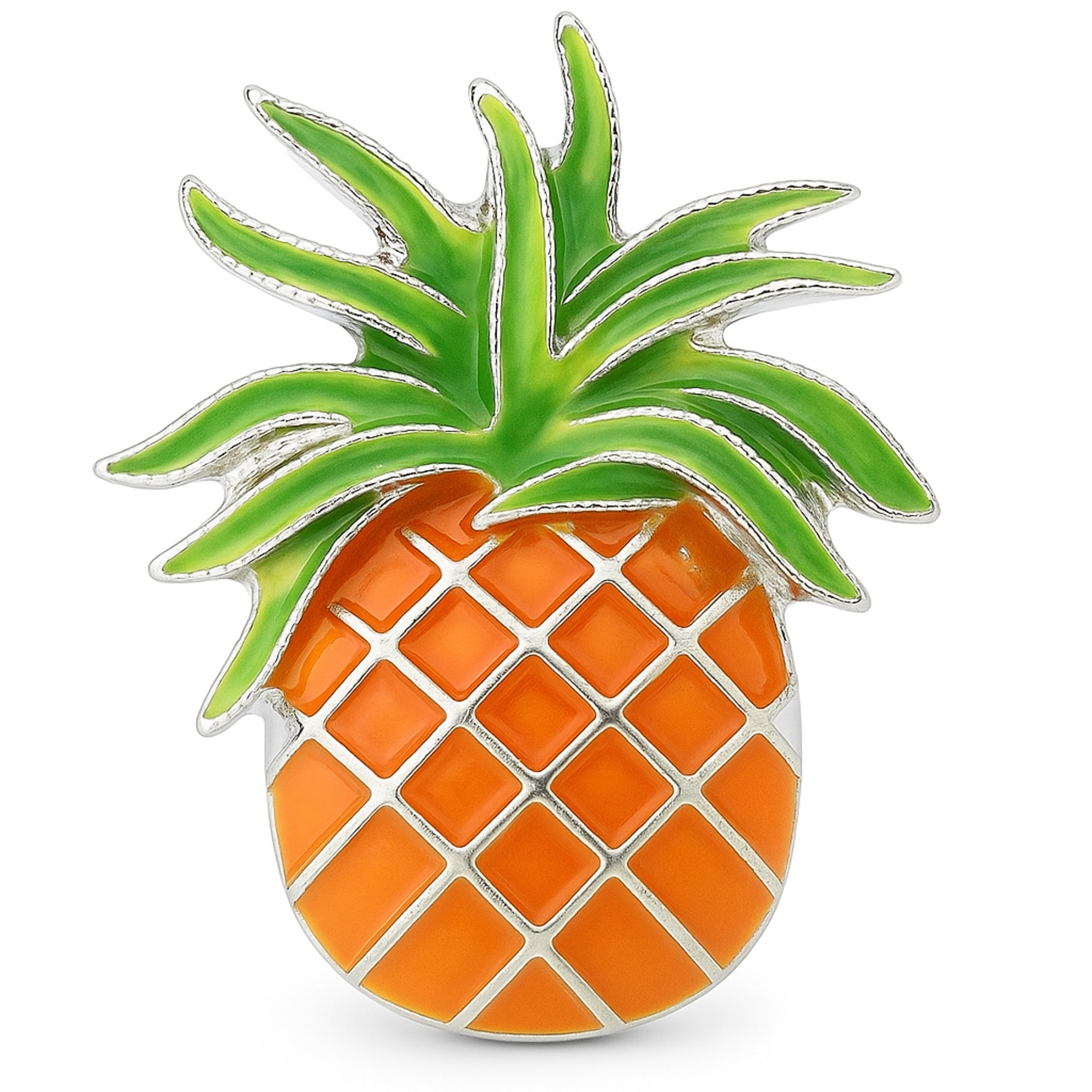 Pineapple Snap - Orange, Green Enamel