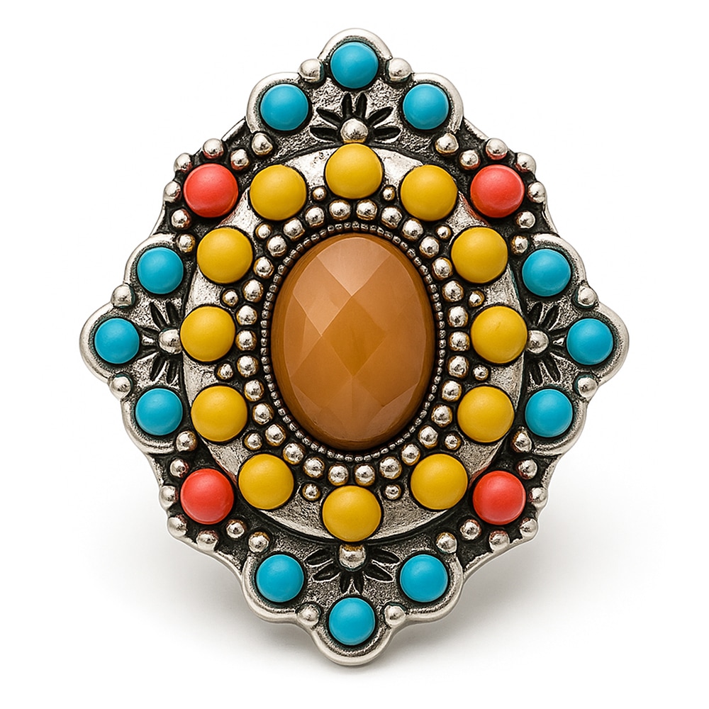 Antique Bead Snap - Aqua, Coral, Yellow