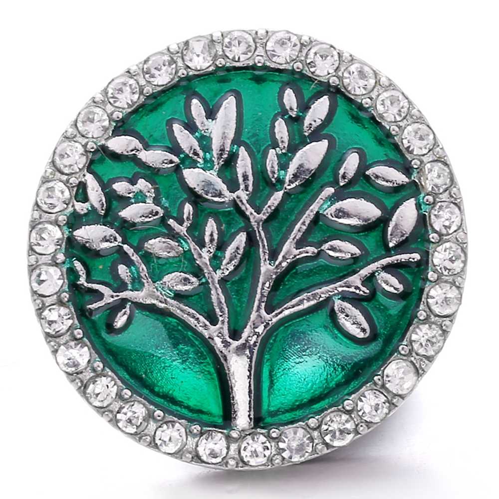 Tree Of Life Snap - Green Rhinestone