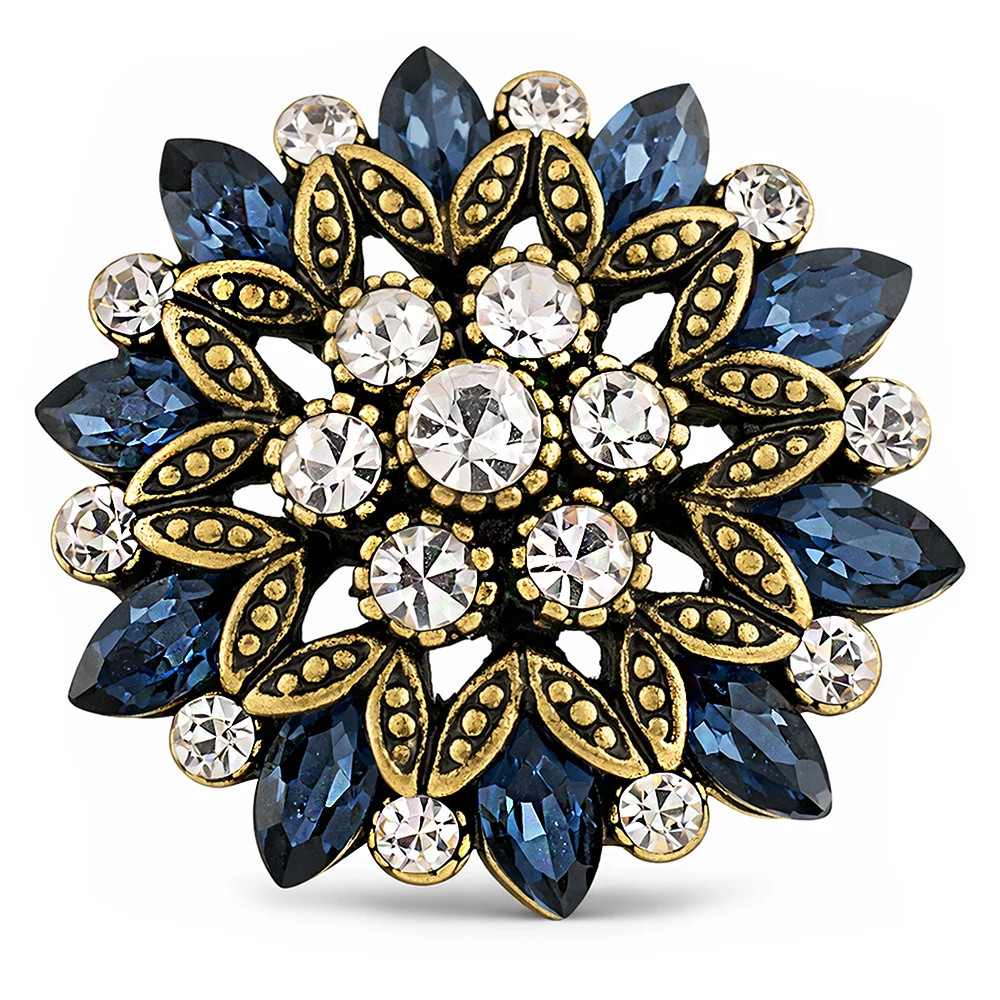 Marquise Rhinestone Flower Snap - Blue