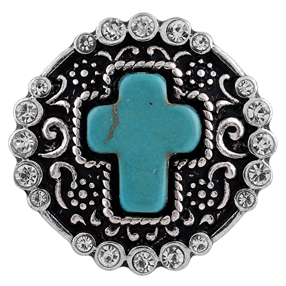 Cross Snap - Stone Rhinestone - Turquoise