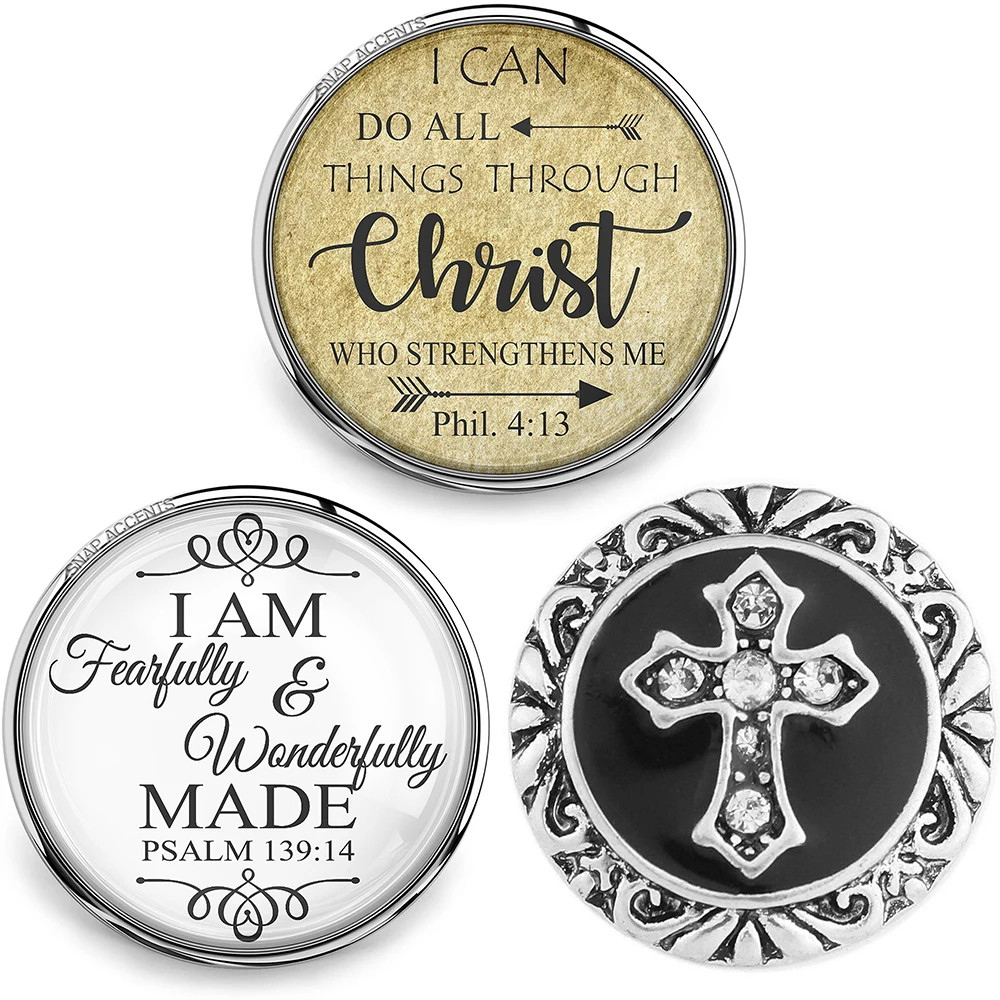 Snap Set - Bible Verse Cross, 3 Snaps (#01)