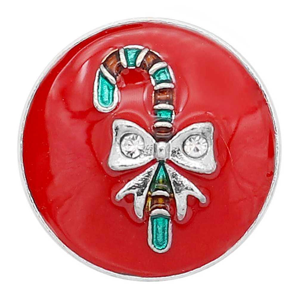Candy Cane Snap - Round Red