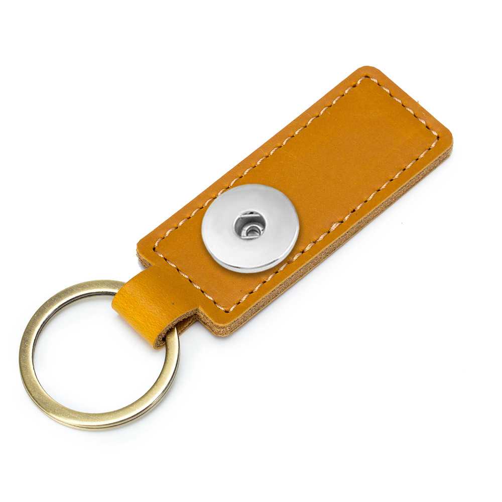 Luxury Leather Snap Keychain - Yellow