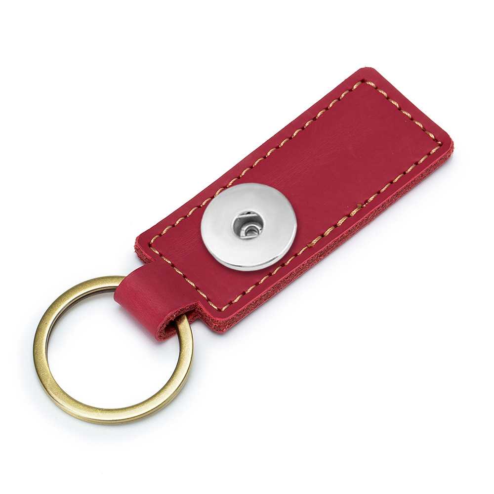 Luxury Leather Snap Keychain - Red