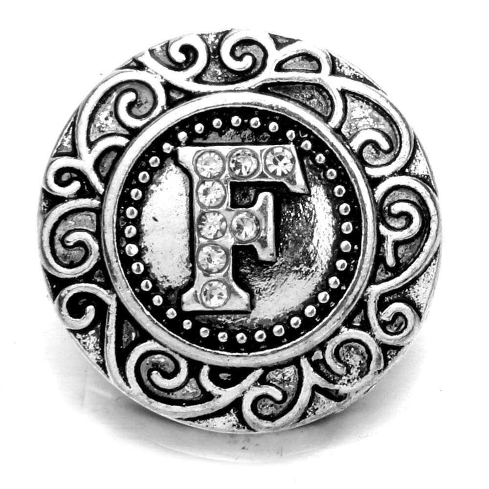 Rhinestone Monogram Letter Snap - F