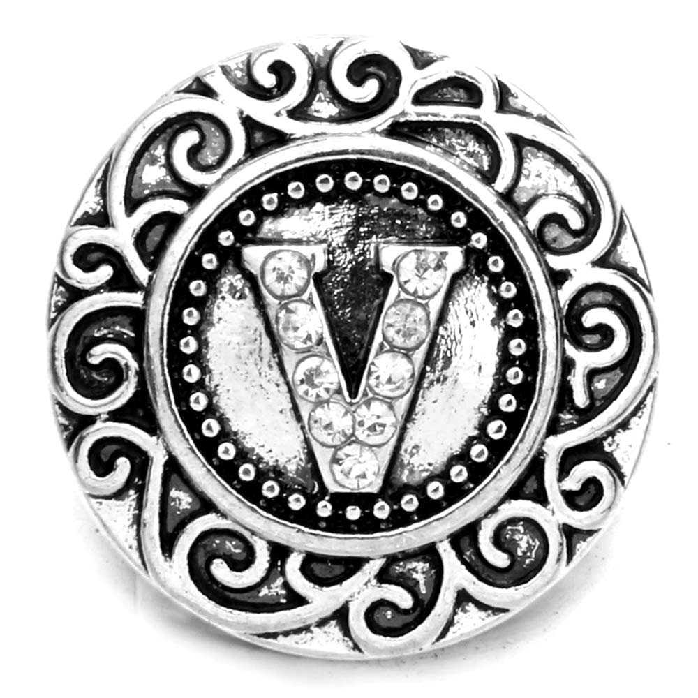Rhinestone Monogram Letter Snap - V