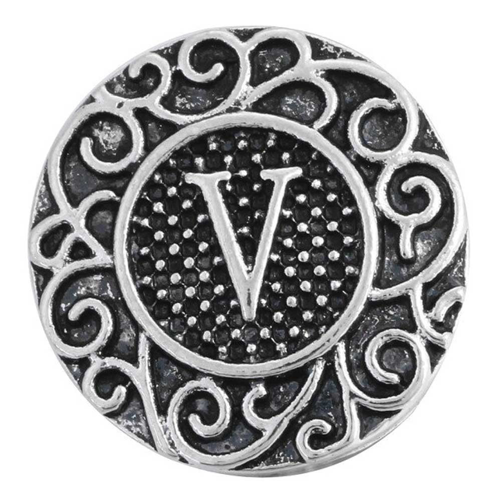 Vintage Monogram Solid Letter Snap - V