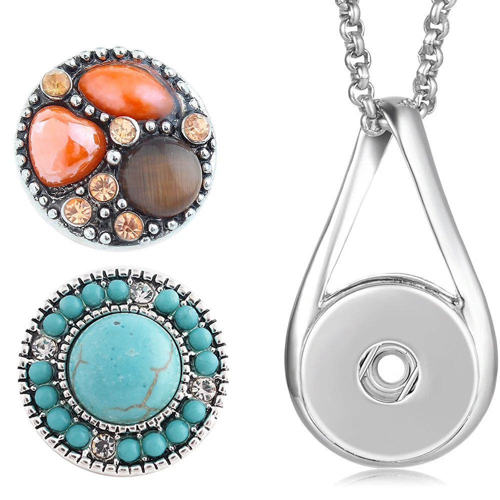 Snap Set - Silver Metal Necklace, 2 Snaps (#01)