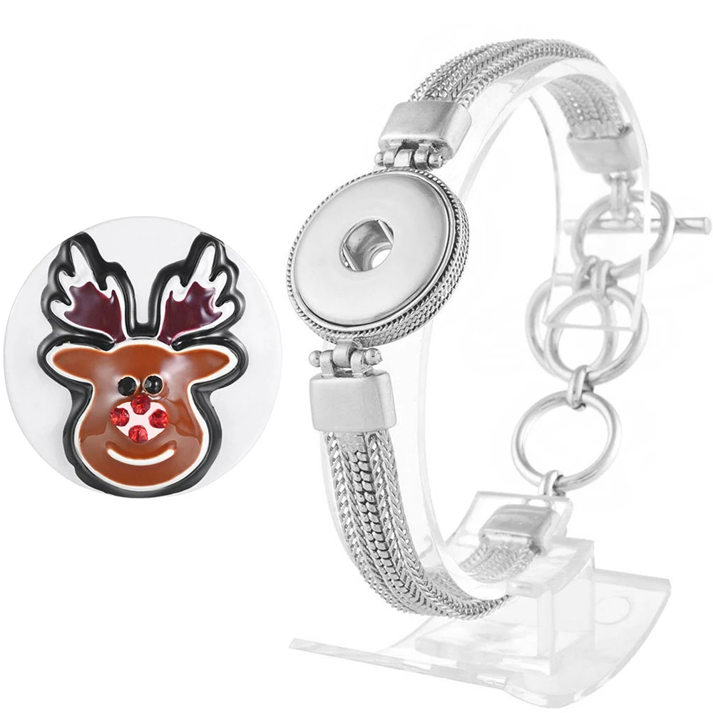 Snap Set - Silver Metal Bracelet, 1 Reindeer Snap (#01)