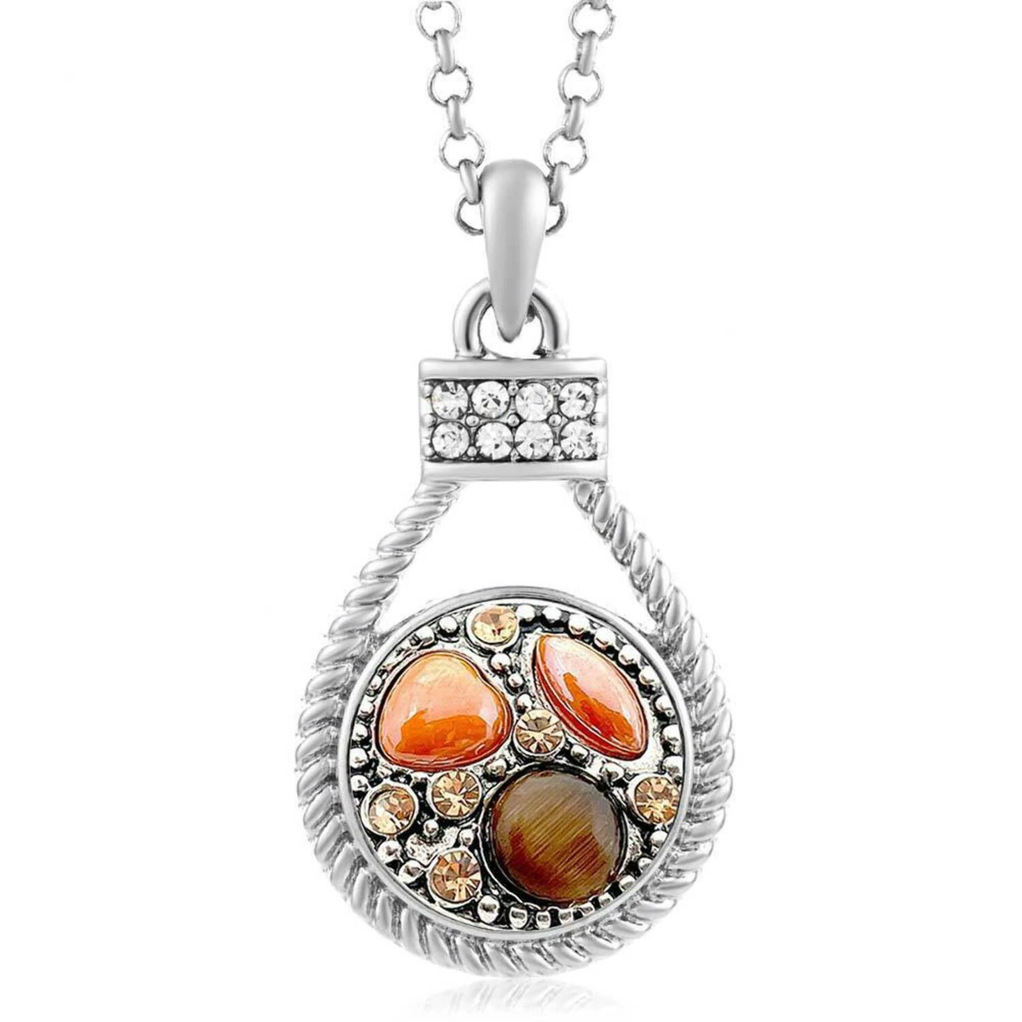 Snap Set - Silver Rhinestone Necklace, 1 Brown Snap (#01)
