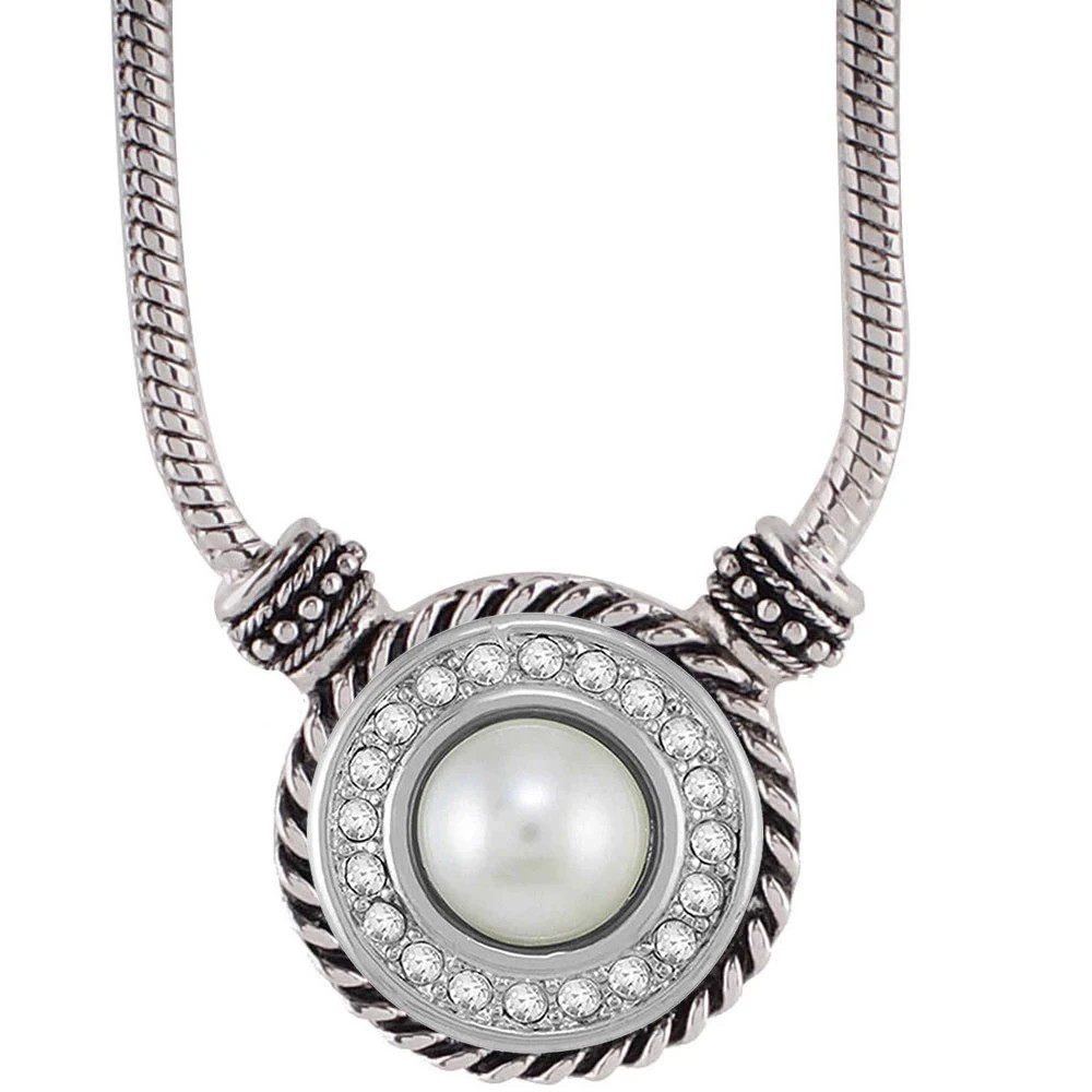 Snap Set - Metal Toggle Necklace, 1 White Pearl Snap (#01)
