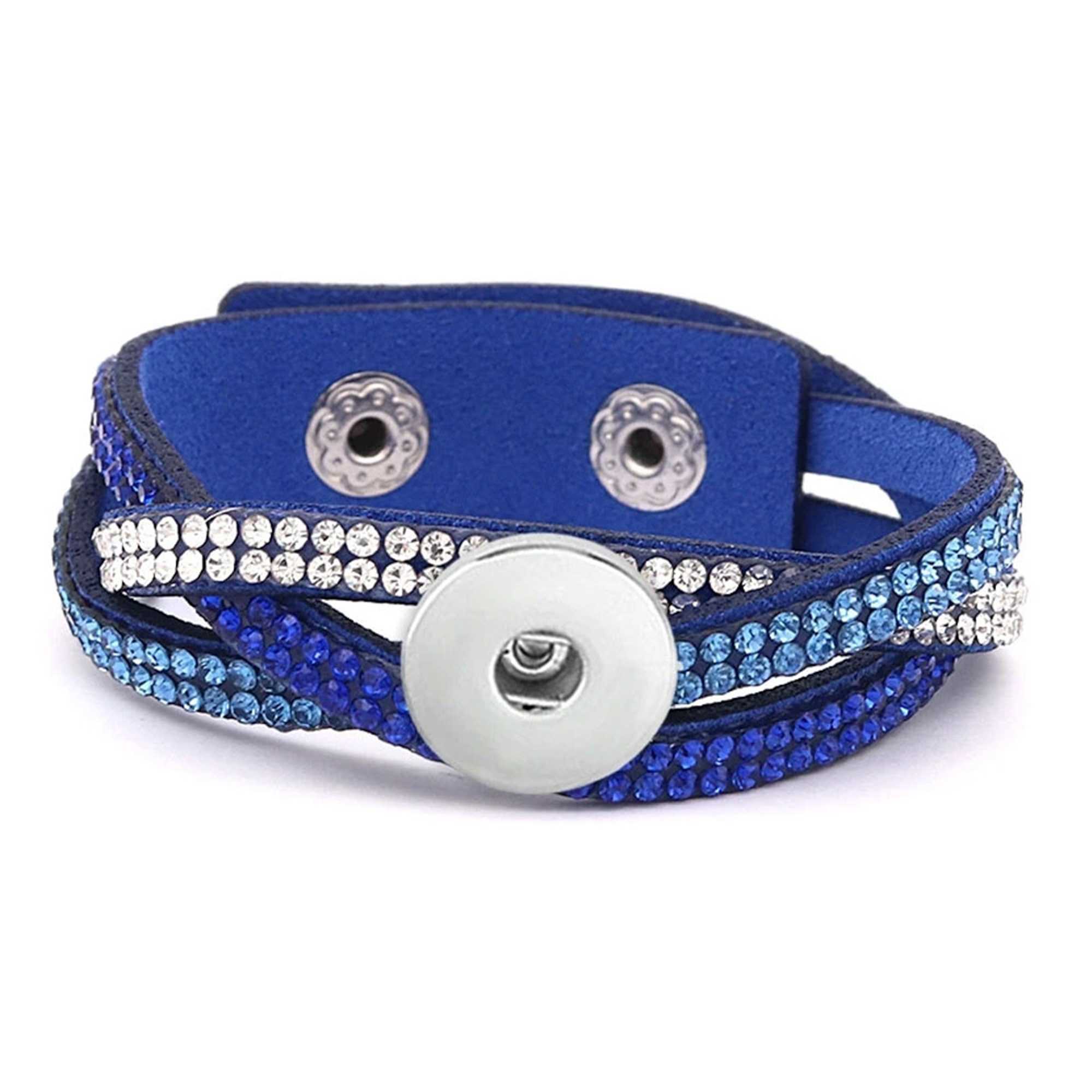 Rhinestone Weave Snap Bracelet - Royal Blue