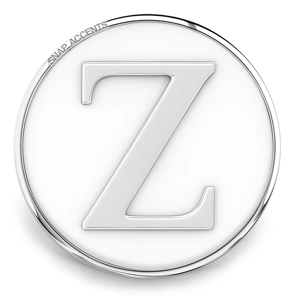 White Enamel Monogram Letter Snap - Z