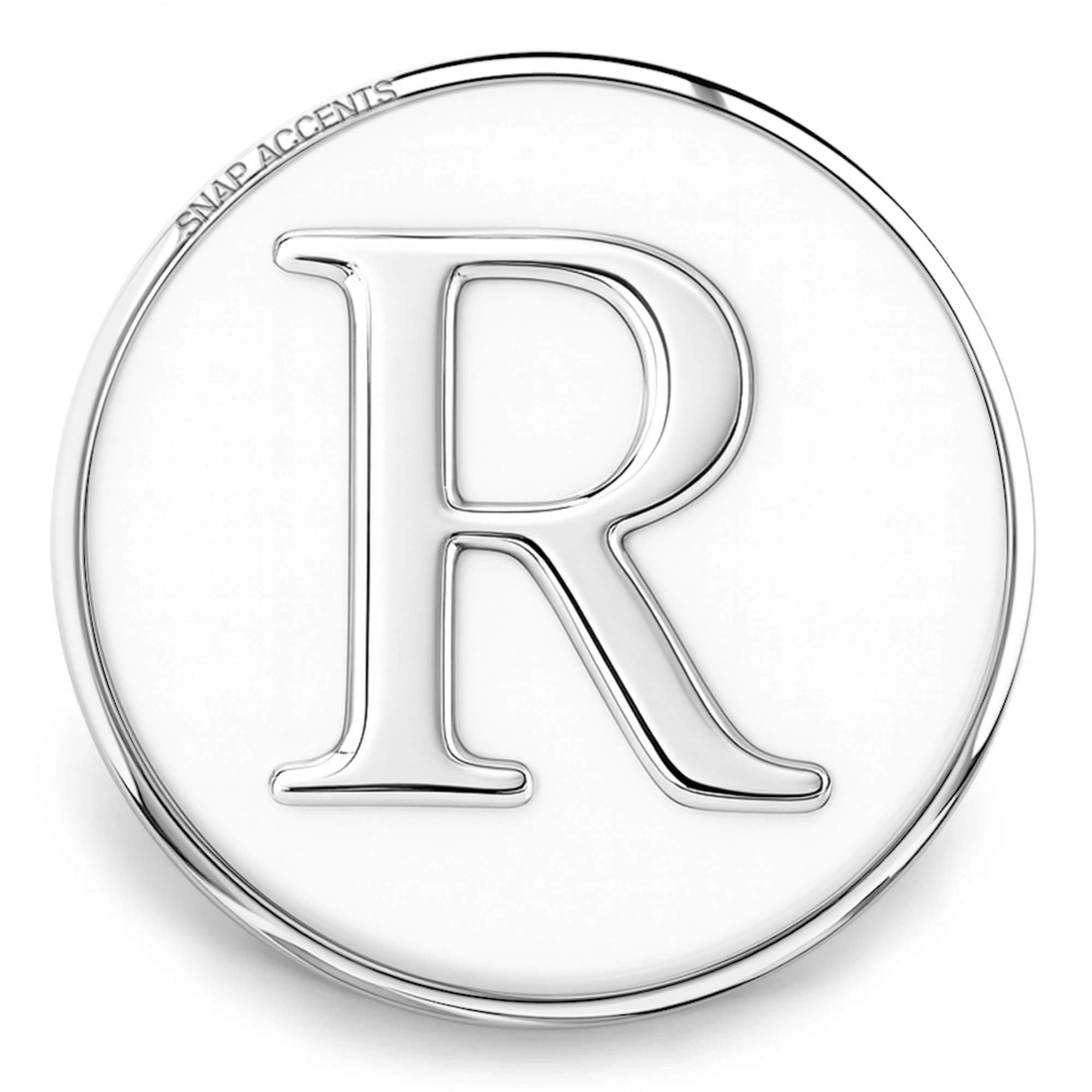 White Enamel Monogram Letter Snap - R