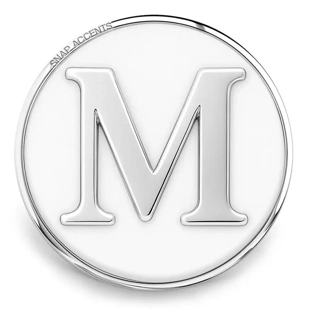 White Enamel Monogram Letter Snap - M