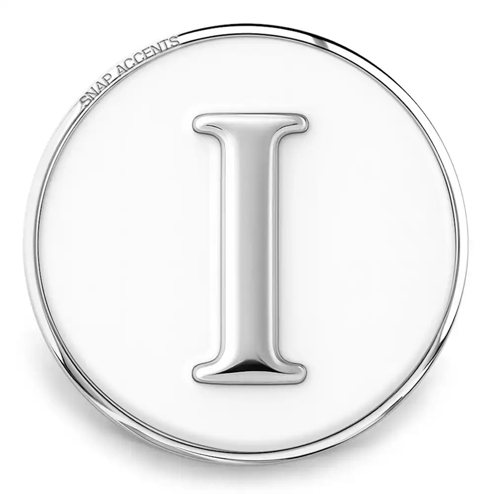 White Enamel Monogram Letter Snap - I